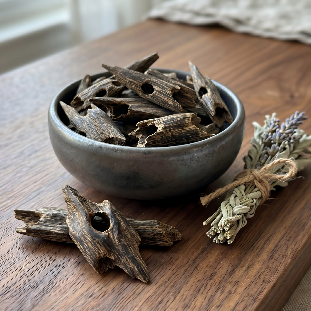 Natural Agarwood Chips Incense Kit, Oud Wood Aromatherapy Burner, Meditation Zen Decor