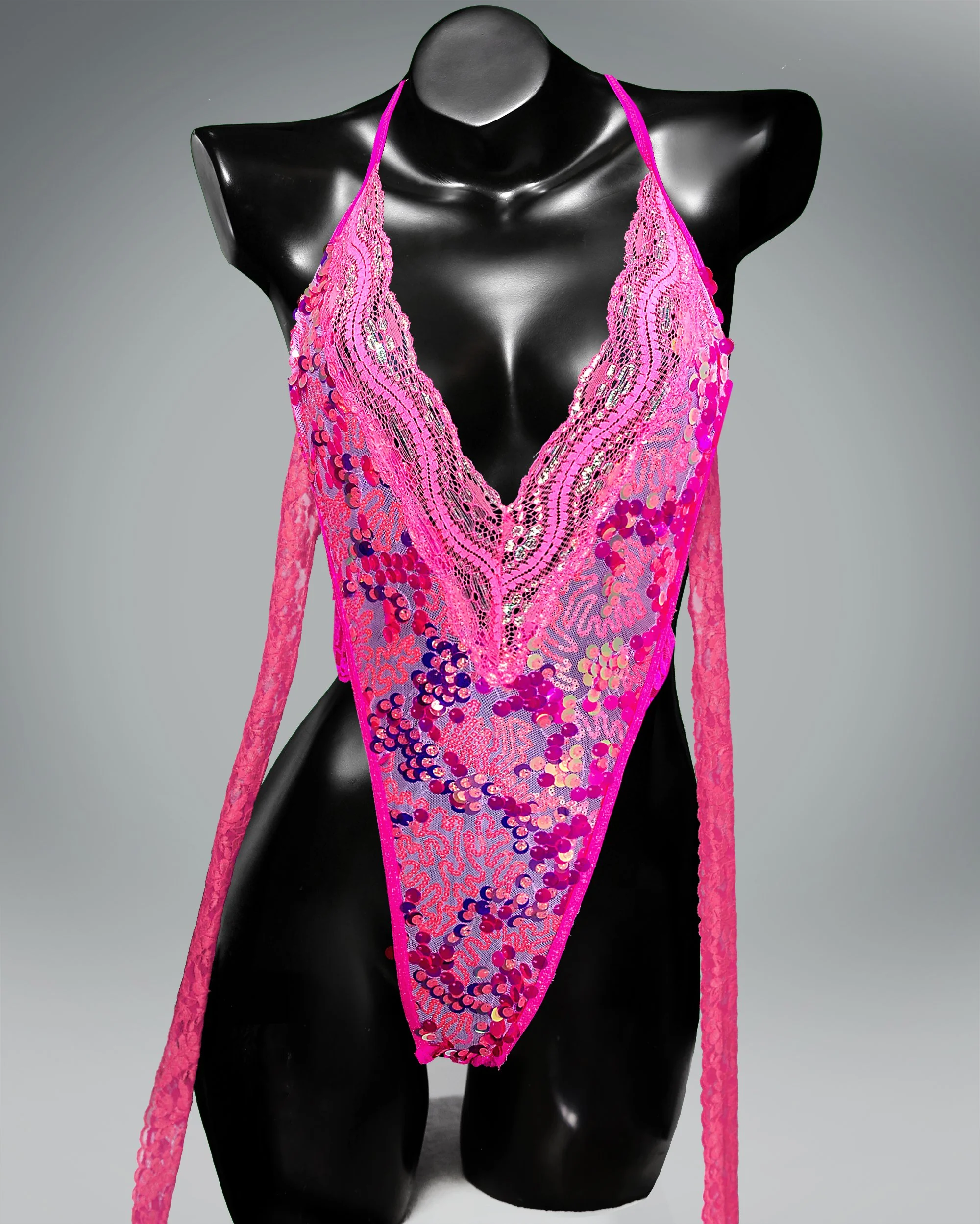 CYBERSWEET™ Viral Runway: "Princess Pink" Cyber-Lace 3-Piece Lingerie Set